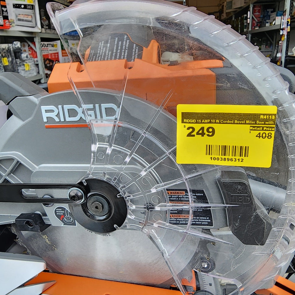 15 Amp 10 in. Corded Dual Bevel Miter Saw with LED Cut Line Indicator with Stand (R4113) 15 Amp 10 in. Corded Dual Bevel Miter Saw with LED Cut Line Indicator with Stand (R4113)